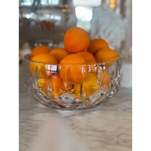 Vintage European Lead Crystal Bowl, Starburst Cut, 9.5 inch Centerpiece